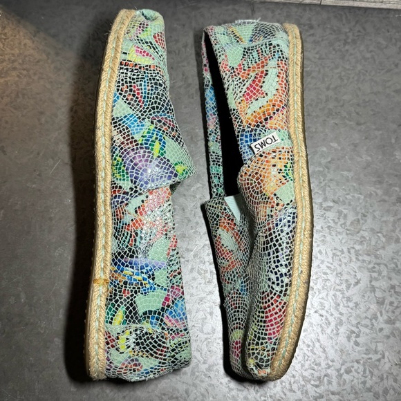 🌻 Toms Leather Alpargata Mosaic Butterfly Slip On Espadrille Flats 9 - Picture 5 of 9